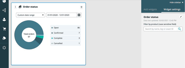 Order status widget and configuration options