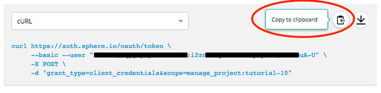 Screenshot API Client Credentials cURL Command