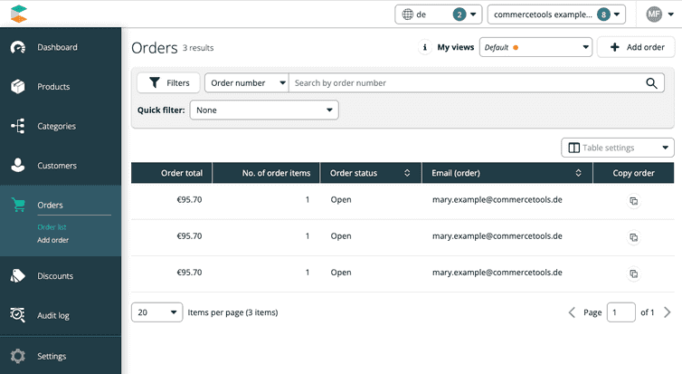 Merchant Center order creation